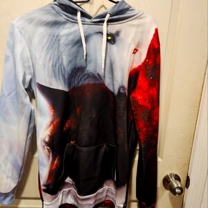 Men's Wolf Print Hoodie - Multicolor